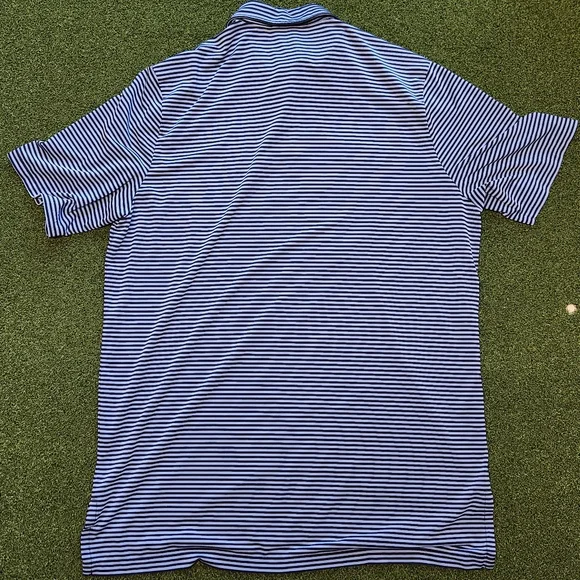 Mens Ralph Lauren RLX Golf Polo Size XL Navy and Light Blue Striped - Picture 3 of 4